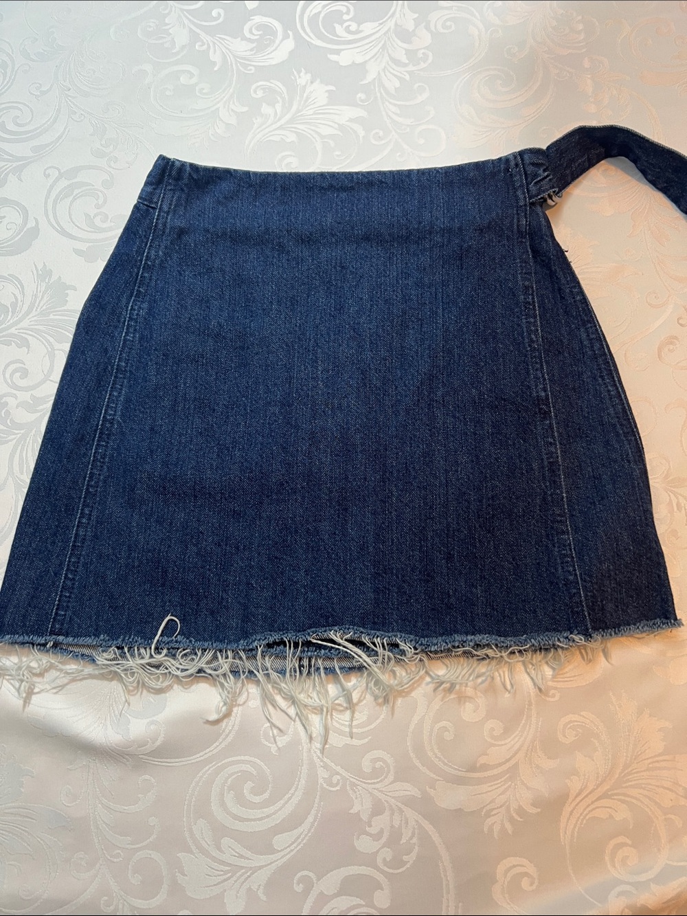 Madewell Dark Blue Denim Mini Skirt with Raw Hem
